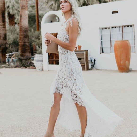 High-low white lace dress - Picture 4 of 13